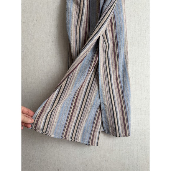 THML Anthropologie Womens Blue Striped Tie Front Midi Dress Smocked Back Small - Picture 5 of 6